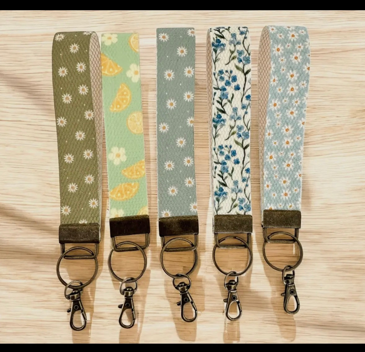 Blue floral vine wristlet